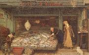 Frederick Walker,ARA,RWS A Fishmonger's shop (mk46) china oil painting reproduction